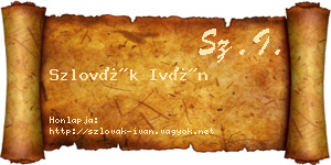 Szlovák Iván névjegykártya